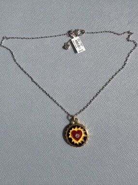 Brighton - Gold-Tone Heart Pendant Necklace with Red Enamel Accent